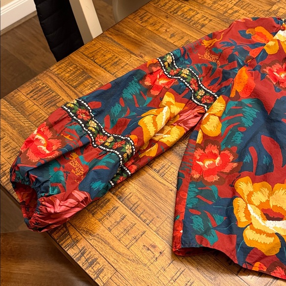 Anthropologie FARM Rio V-Neck Floral Blouse Woman's Small - Picture 8 of 14